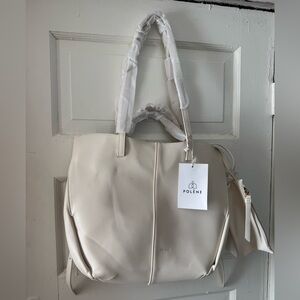 Posh Cream Tote Bag with Pouch